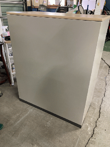 木目天板付引き違い書庫